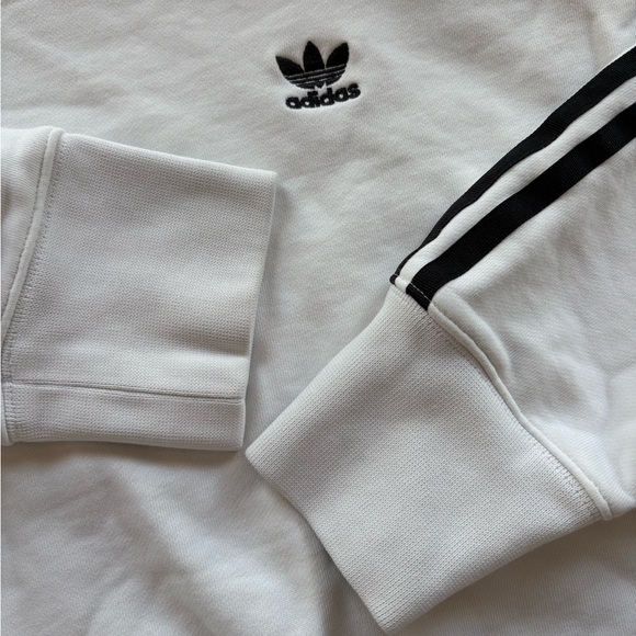 Adidas Originals Cropped Hoodie White Black Triple Stripe Size M - Picture 10 of 12